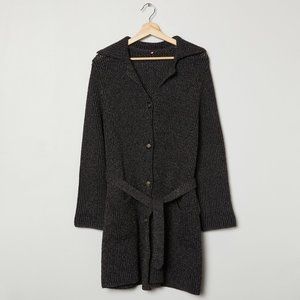 Vtg 90s Charcoal Marled Wrap Cardigan M